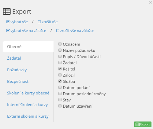 Ukázka exportu